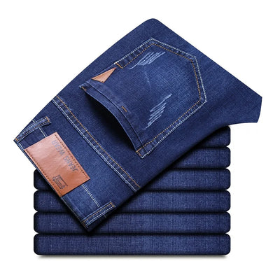 Men's Jeans Straight Leg Loose Elastic Business Casual Daily Versatile Men's Denim Pants 2025 New Outer Wear Men's Jeans Can Be Worn in All Seasons