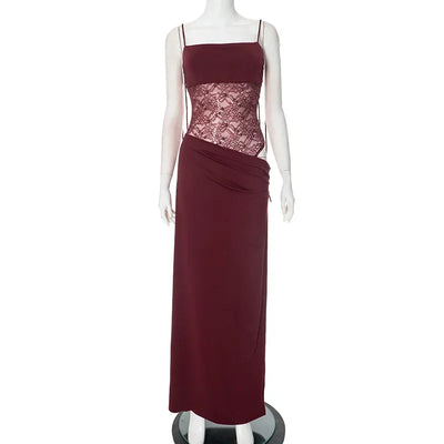 Lace-up Long Dresses For Women Evening Party Clothing Asymmetrical Lace Bodycon Vestidos De Mujer Sleeveless Robe Femme Été