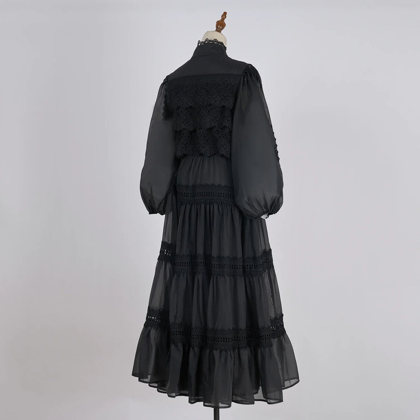 Luxury Long Dresses Women 2025 Spring Summer Embroidery Ruffle Lace Pearl Hollow Out Party Midi Dress Shirt Full Sleeve Vestidos