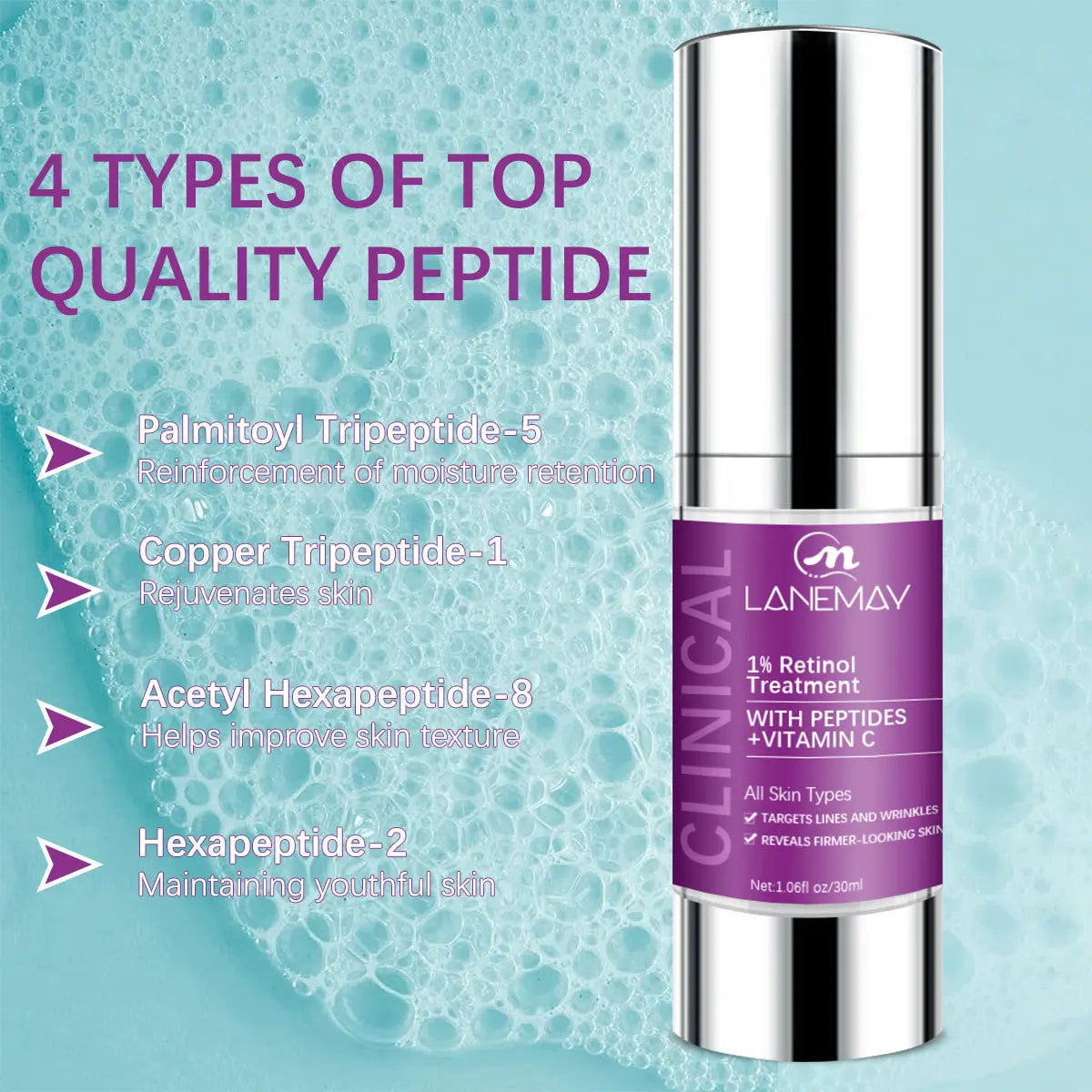 1% Retinol Eye Cream - Anti-Wrinkle, Firming  Hydrating with Peptides & Vitamin C Whitening Cream for Dark Skin Anti Aging Cream