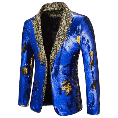 Men's Suit Shiny two-tone sequin shawl Collar suit Men's Wedding Groom Singer Dance Sequin Suit Jacket DJ Club Stage Men's suit