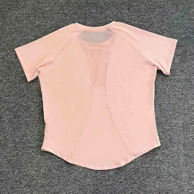 Women's sports T-shirt for running and yoga, loose mesh breathable outdoor cover-up, quick-drying thin fitness short-sleeved top