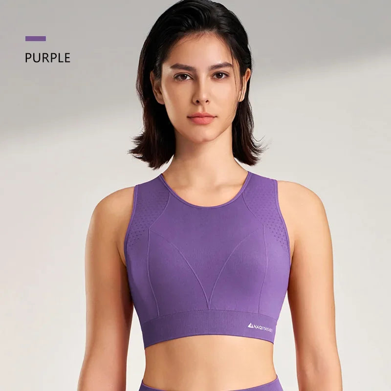 Sports underwear women anti-shock anti-sagging sports undershirt with bra pads fitness clothing high strength yoga bra