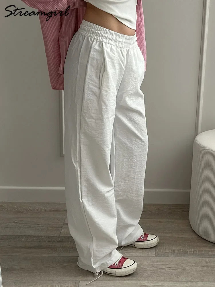 White Sweatpants For Women High Waist Loose Joggers Straight Trousers Female Black Spring Summer Casual Woman Long Pant Wide Leg
