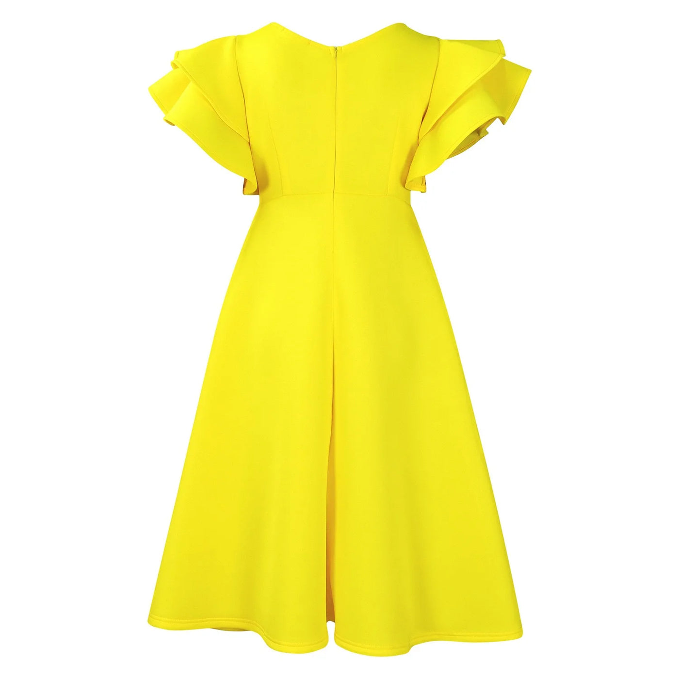 Elegant Party Dresses for Women V Neck Ruffles Sleeve High Waisted A Line Mid Calf Luxury Birthday Dinner Vestidos Mujer Dress