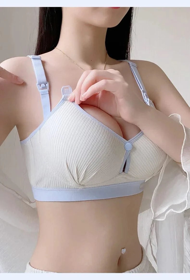 All-season Maternity Bra For Pregnant Women Breast-lifting Anti-sagging Front-opening Design For Breastfeeding Made  Pure Cotton