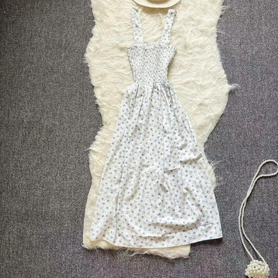 Summer Chiffon Camisole Sleeveless Dress Women Midi Dresses Fashion Elastic Waist Casual Spaghetti Strap Dresses Vestidos Girls