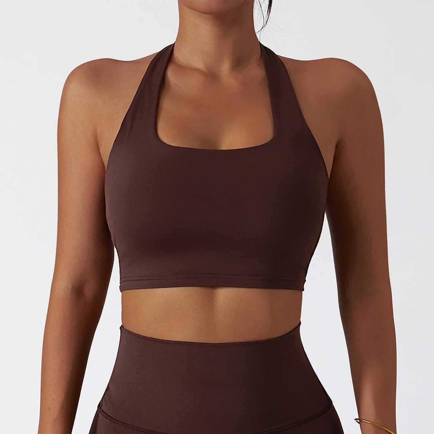 Women Breathable Sports Bra Absorb Sweat Shockproof Padded Gym Bta Running Fitness Bra Yoga Sports Bras Hanging Neck Underwear