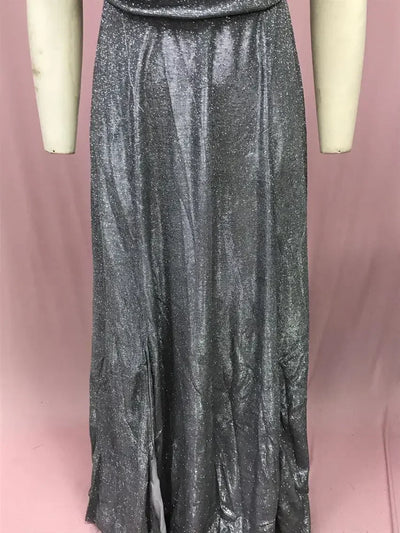 2025 Woman Evening Party Dresses Sequin A-Line Strapless Sexy Fashion Solid Color Split Long Dresses Solid Color Women Clothing