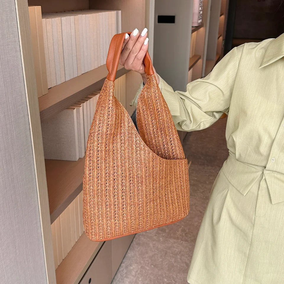 Fashion Straw Bag Designer Shoulder Bag Women Tote Summer Beach Vacation Bag Bohemian Shopping Pocket Crossover Sacos De Ombro
