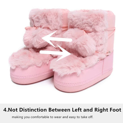 Snow Boots for Women Hairy Fuzzy Fluffy Furry Fur Boots 2025 Winter Boots for Women Waterprrof Pink Black White Fur Snow Boots
