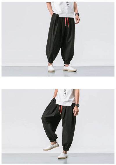FGKKS Spring Men Loose Harem Pants Chinese Linen Overweight Sweatpants High Quality Casual Brand Oversize Trousers Male