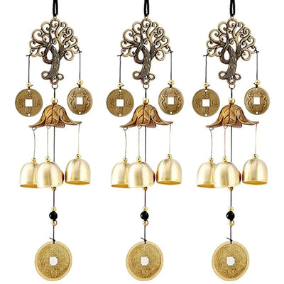 Metal Wood Money Tree Wind Chimes Bell Good Lucky Home Garden Outdoor Indoor Wall Hanging Use Elegant Sound Decorations