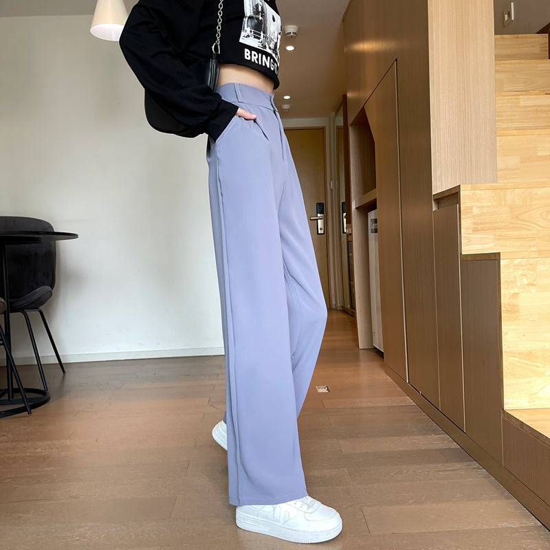 Women Wide Leg Pants Spring Summer Casual Straight OL Style Loose Suits Pant Female Solid Size S-4XL Long Trousers