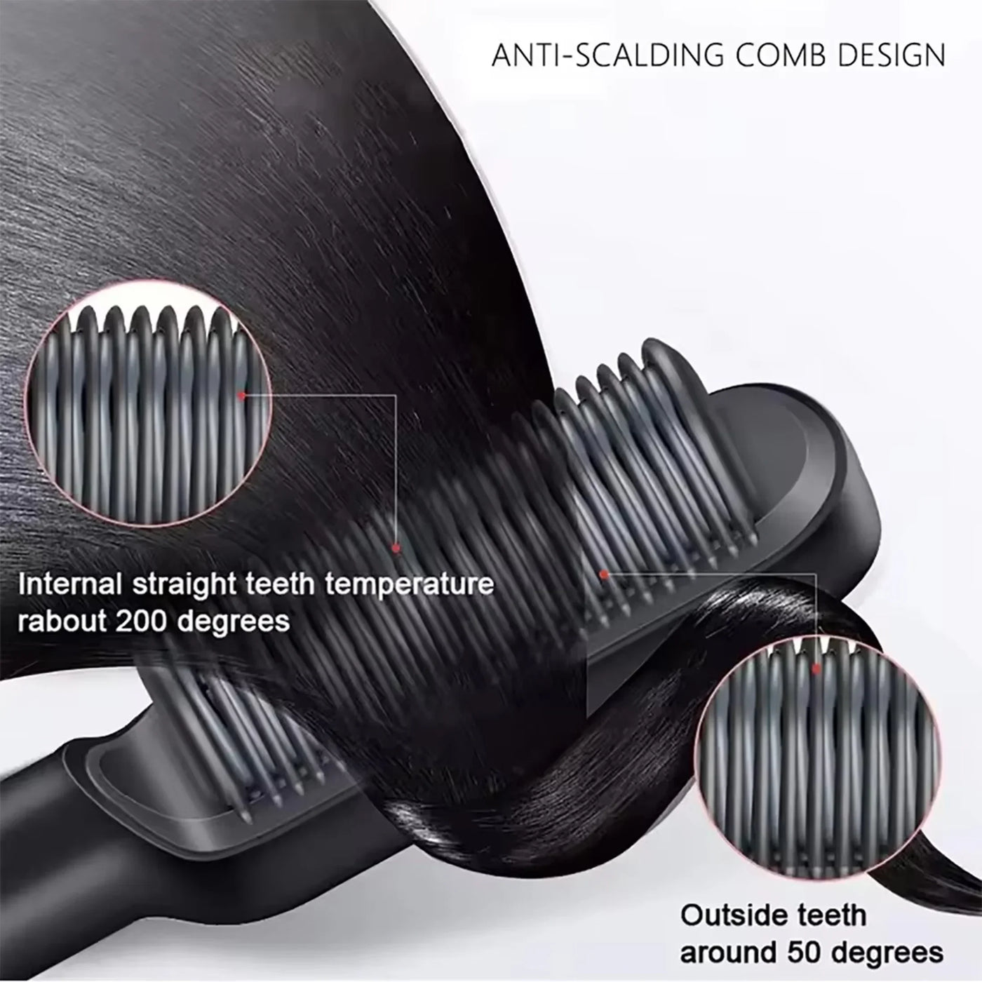 1pc Professional 2-in-1 Hair Straightening Brush - Wet & Dry Use, Versatile Styling Tool for Straightening and Curling
