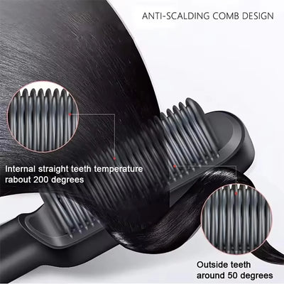 1pc Professional 2-in-1 Hair Straightening Brush - Wet & Dry Use, Versatile Styling Tool for Straightening and Curling