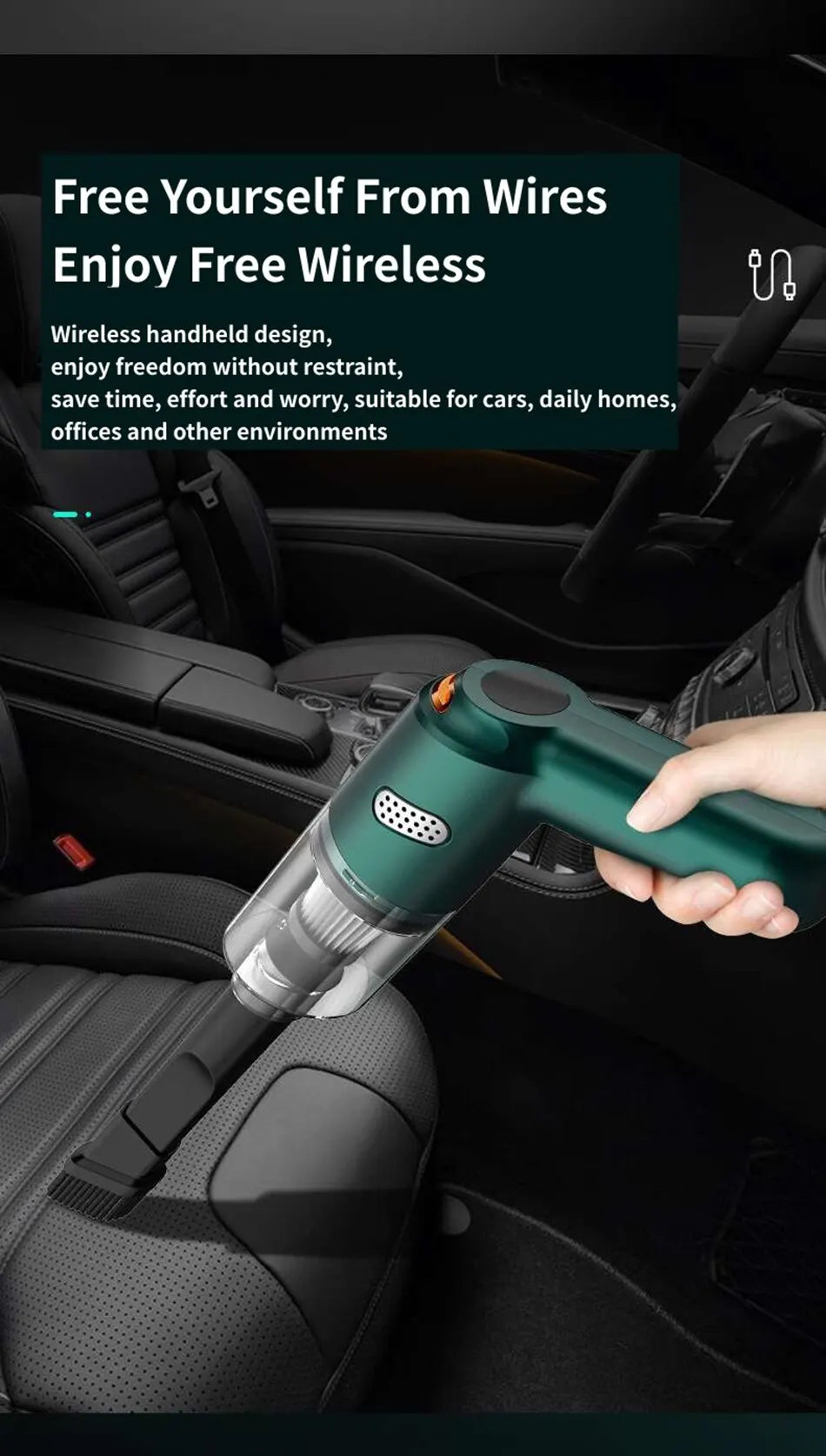 Portable Mini Car Vacuum Cleaner Rechargeable Handheld Automotive Vacuum Cleaner For Car Dust Catcher Cyclone Suction