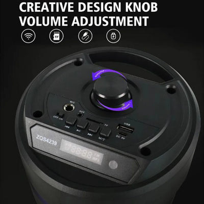 Bluetooth-Compatible Speaker Portable Speaker with Double Subwoofer Deep Bass Lights Loud Boombox Support USB/TF/AUX/FM/BT/MIC