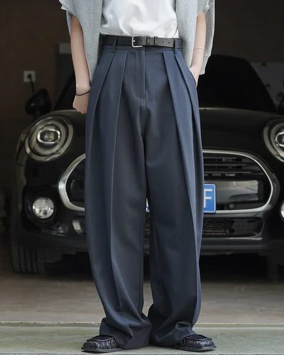 women's casual solid color straight leg wide trousers loose wear thin trousers pants