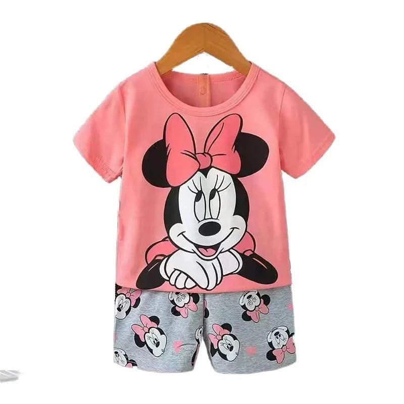Summer Children Suits For Girls Short Sleeve Sets For Baby Girls Two Clothes T-shirt + Shorts Sets Toddler Clothing
