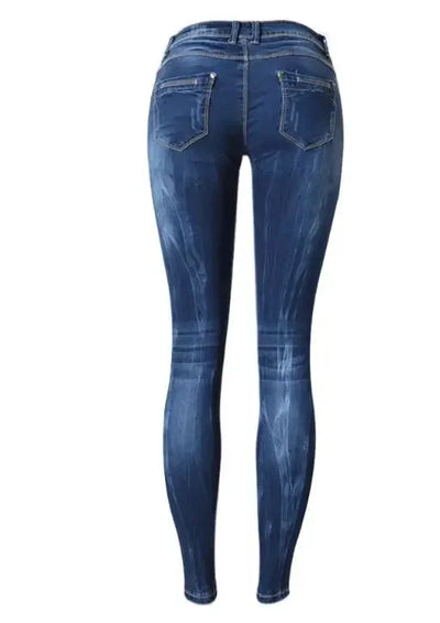 Women's Tight Denim Pencil Pants, Low Waisted Jeans, Tied Dyeing Women Jeans