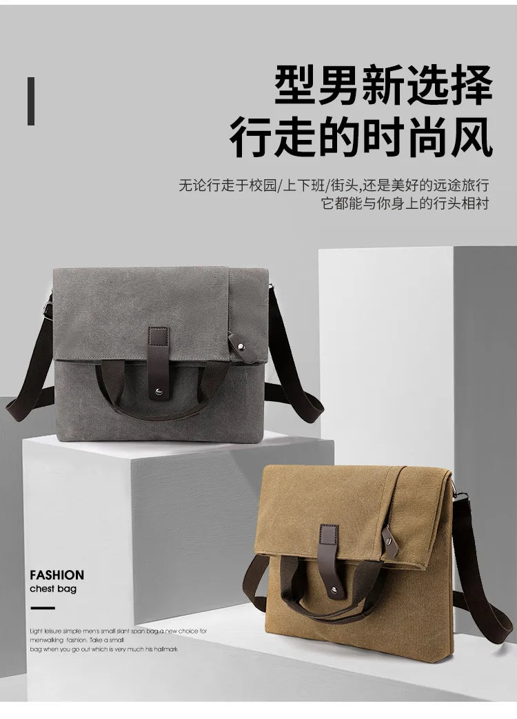 Men's Fashion Canvas Shoulder Bag Business Travel Crossbody bags Men Multifunctional Messenger Bags Briefcase Men Handbags Totes