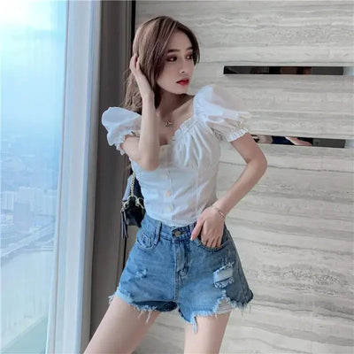 Womens Shorts Denim Ripped Sexy Short Pants for Women To Wear Blue Jeans New in Trend 2024 Y2k Harajuku Korean Style XL Fashion