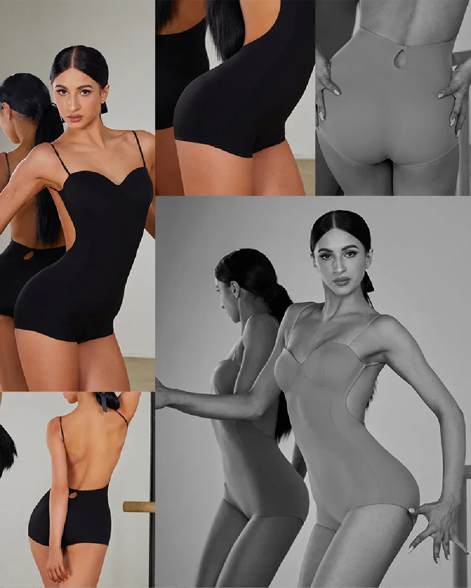 Female Latin Dance Dress Women Performance Belly Modern Dancing Dresses Striped Bare Back Design Bodysuit