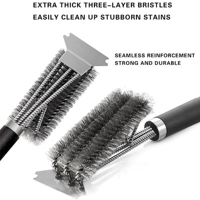 BBQ Grill Barbecue Kit Cleaning Brush Stainless Steel Cooking Tools Kitchen Accessories Wire Bristles Triangle Cleaning Brushes