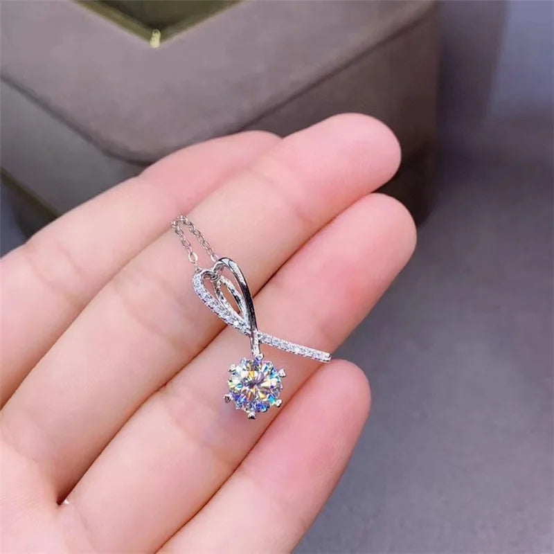 2ct Lab Diamond Solitaire Pendant Necklace 925 Sterling Silver Choker Statement Necklace Women Silver 925 Jewelry With Box Chain