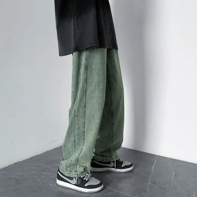 Men's Jeans 2025 Spring Autumn Korean Wide Leg Pants Fashion High Street Loose Straight Denim Trousers Male Clothing pants