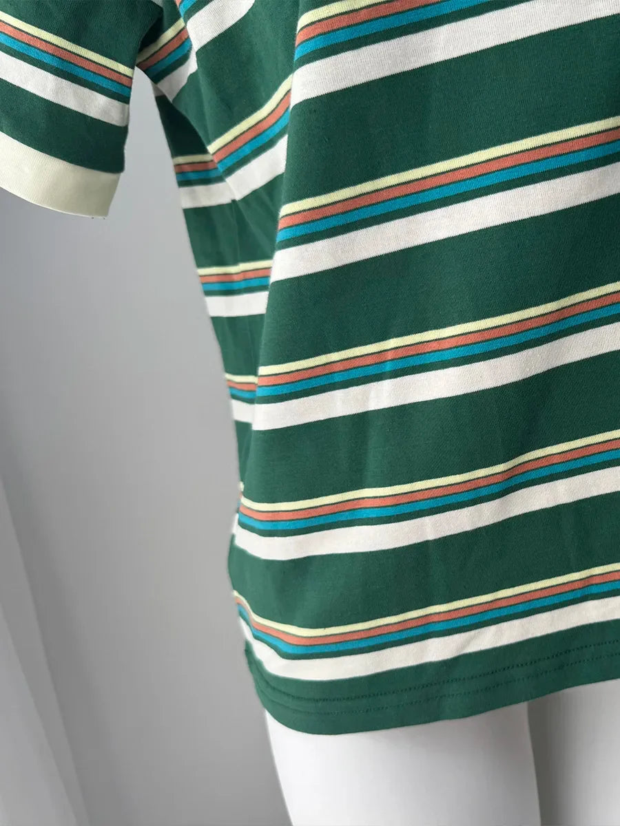 Hirsionsan Polo Neck T Shirt Women Soft Chic Tees 95% Cotton Jumper Clothes Loose Casual Pullover 2025 Summer New Crop Tops