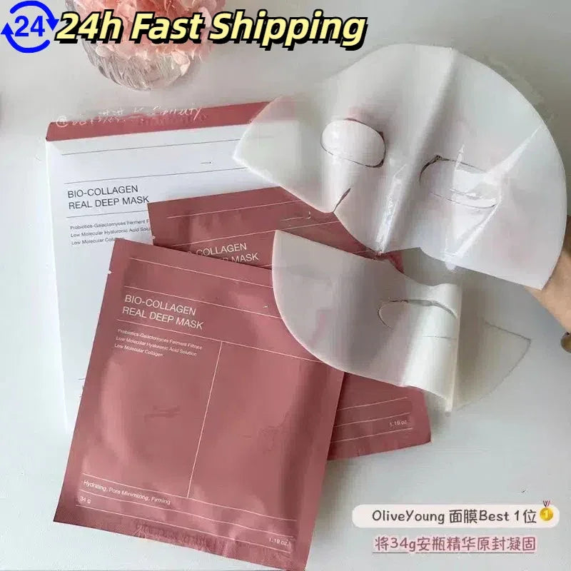 Bio Collagen Facial Mask Shrink Pores Deep Hydrating Overnight Mask Moisturizing Refreshing Brightening Face Korean Skin Care
