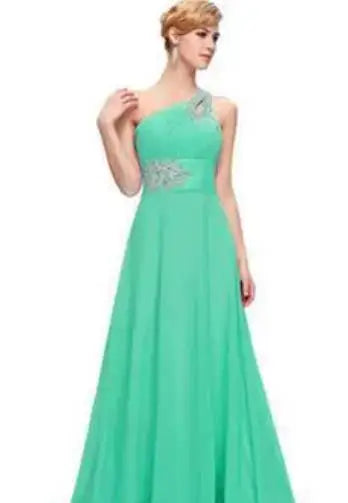Women Wedding Party Evening Dresses Beaded Chiffon Long One Shoulder Pleat Formal Prom Gowns Vestidos De Fiesta Customized