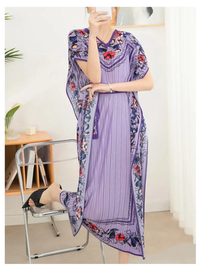 2025 Spring Summer Women's New Sexy One Shoulder Off Shoulder Fashion Red Flower Printed Lace Up Waist Long Swing Dress