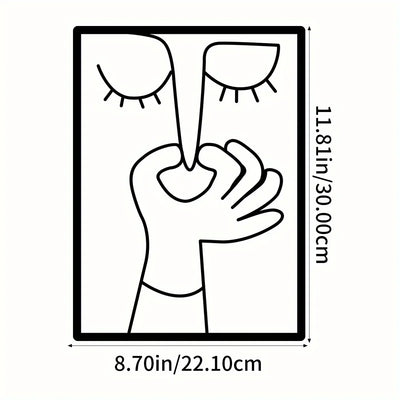 Metal Wall Art for Toilet: Funny Portrait with Minimal Line Art Design as Bathroom Sign & Restroom Decor
