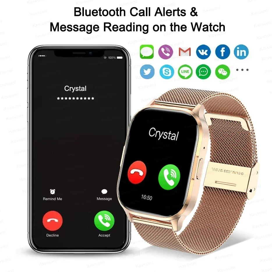 Women Smartwatch 2.01inch AMOLED Screen Bluetooth Call  NFC Sport Watch Blood Pressure Music Women Smart Watch for Huawei Xiaomi