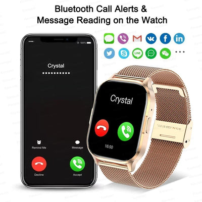 Women Smartwatch 2.01inch AMOLED Screen Bluetooth Call  NFC Sport Watch Blood Pressure Music Women Smart Watch for Huawei Xiaomi