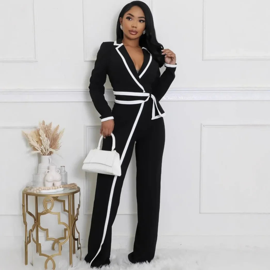Solid Color Women Jumpsuits For Summer Spring long Sleeve Loose Fashion Streetwear Overalls Wide Leg Pants Trousers 2025