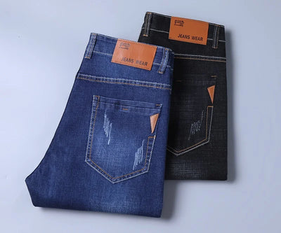 Men's Jeans Straight Leg Loose Elastic Business Casual Daily Versatile Men's Denim Pants 2025 New Outer Wear Men's Jeans Can Be Worn in All Seasons