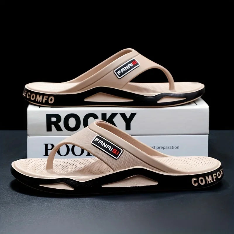 1 Pair Beach Sandals Shower Shoes Men'S Stylish Lightweight Flip-Flops Comfortable Thong Sandals Camping Casual Attire - Elanique