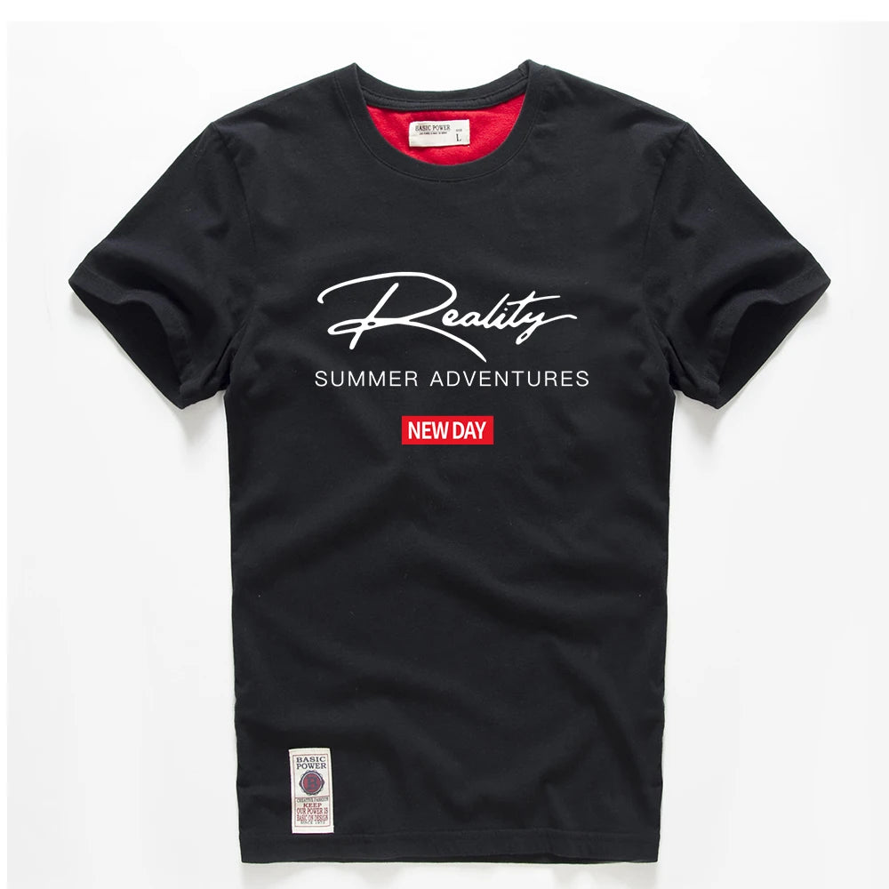 Men's T-shirt Cotton White Blue T Shirt Men Autumn Summer Causal O-neck Basic Tshirt Male High Quality Classical Tops Designer