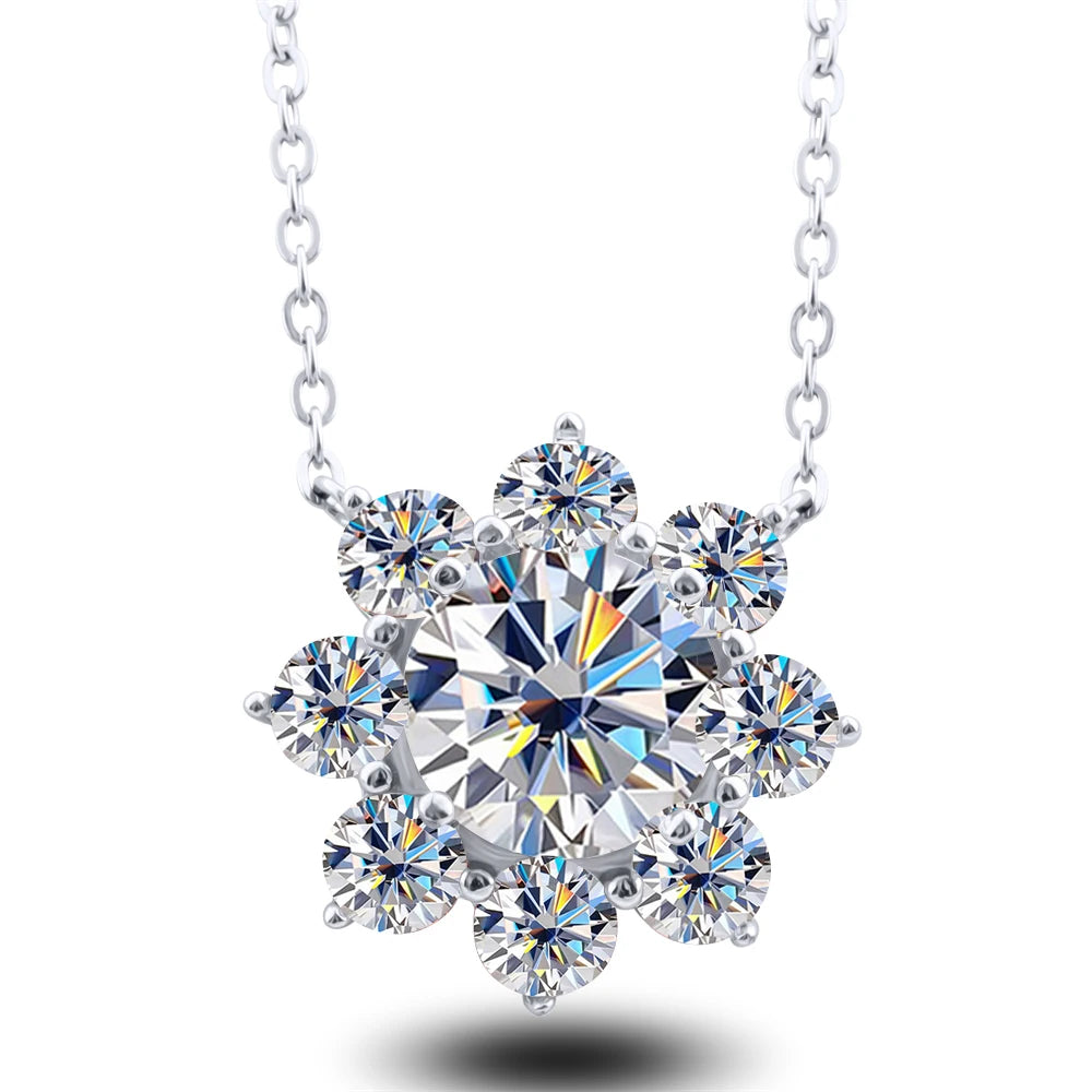 Total 9 carat  Moissanite Solitaire Drop Necklaces Silver Pendant Original Real 925 Silver Chain Jewelry for Women