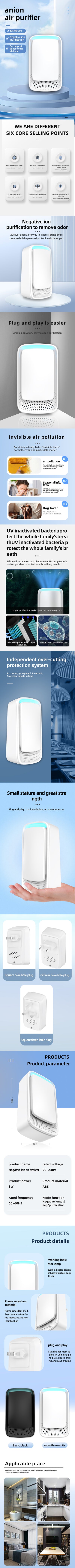 Air Purifier Mini Air Fresheners Deodorizer Negative Air Ionizer Portable Air Cleaner For Home,Office,Pets,Smokers,Toilet (