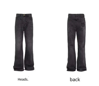 Washed Old Black and Gray Jeans Men's Trendy Brand Loose Straight-tipped Trousers Mens Jeans for Man Clothes Top Shorts Jorts