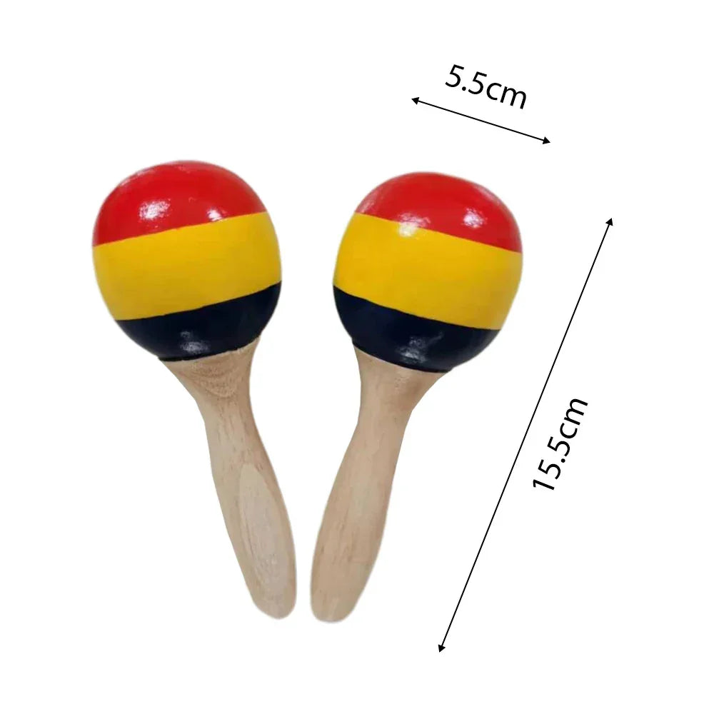 1 Pair Wooden Maracas Sand Hammer Rumba Shakers Rattles Sand Hammer Percussion Instrument Musical Toy for Kid Children Games - Elanique