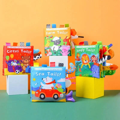 Montessori Education Baby Toys Busy Book Cartoon Animals Tail Interactive Parent-Child Fun Baby Cloth Book Baby Toys 0 6 Months