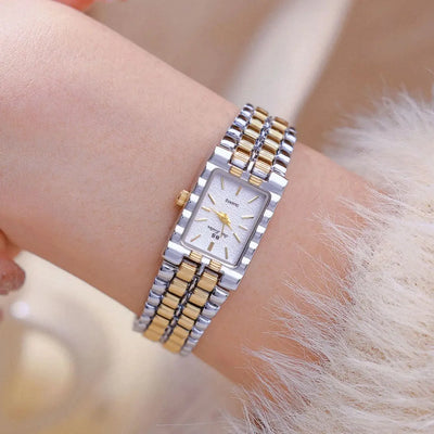 Luxury Ladies' Watch Retro Elegant Gold Silver Small Square Watch High Quality Watchchain Gift Watches For Women