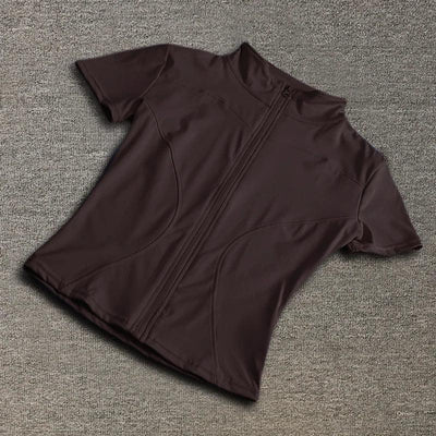 Women sport wear Slim Fit Polyester Quick-drying Full Zip Outdoor Fitness Running Tights Short Sleeves Women's Yoga Wear