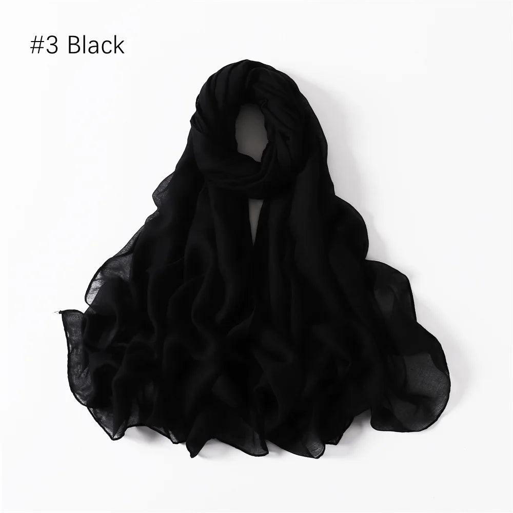 New Cotton Linen Scarf For Women Girls Students Autumn Classic Solid Color Scarves Retro Soft Foulard Viscose Female Wrap Shawls